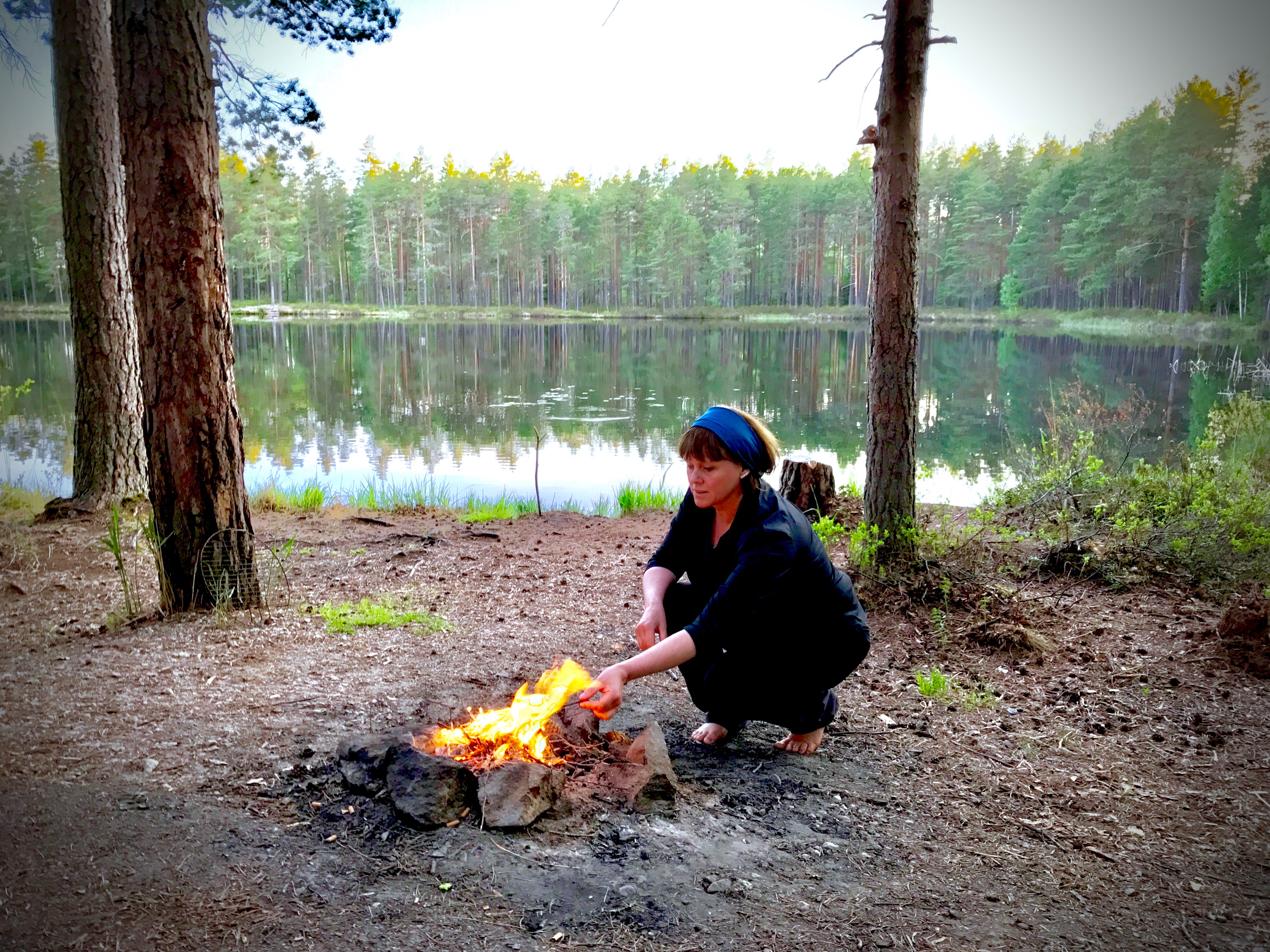 By the camp fire in Sweden
